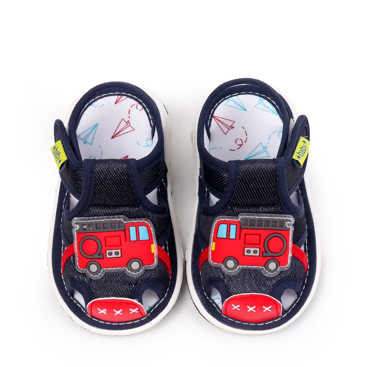 2025 Baby Squeaky Shoes Summer Sandal High Quality Funny Toddler Sound Pre-walking Sneaker Cute Car Patterns For Kid Unisex