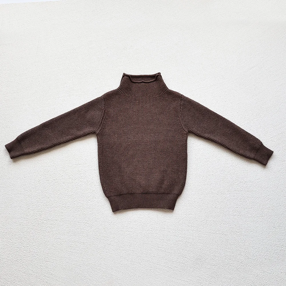 2026 Autumn Winter Comfort Kids Turtleneck Pullover Sweaters Solid Boys Girls Matching Knit Tops Toddler Warm Knitwear Sweaters