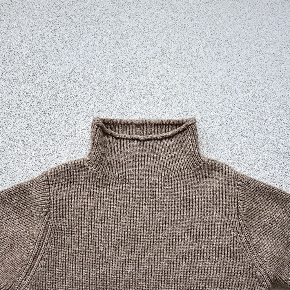 2026 Autumn Winter Comfort Kids Turtleneck Pullover Sweaters Solid Boys Girls Matching Knit Tops Toddler Warm Knitwear Sweaters
