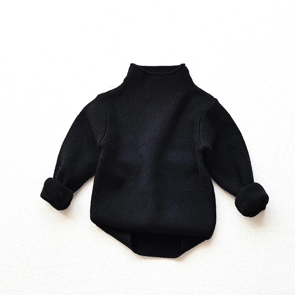 2026 Autumn Winter Comfort Kids Turtleneck Pullover Sweaters Solid Boys Girls Matching Knit Tops Toddler Warm Knitwear Sweaters