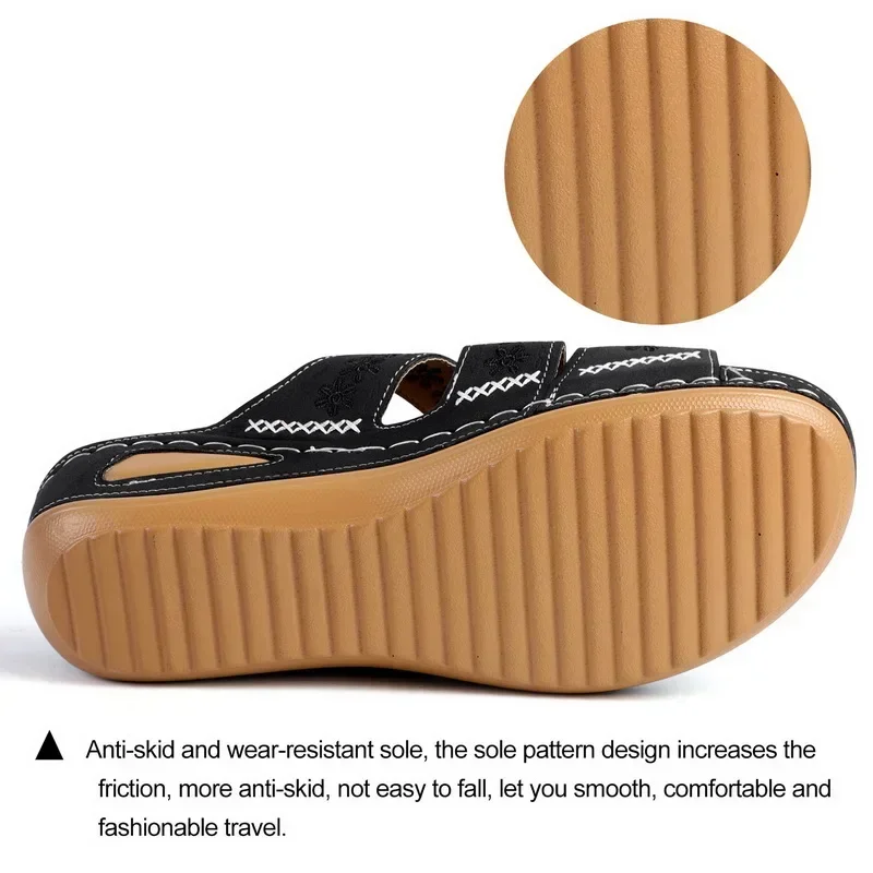 Summer 2026 Women's Sandals with Exposed Toes, Retro Anti Slip Leather Casual Women's Fashionable Versatile Sandals