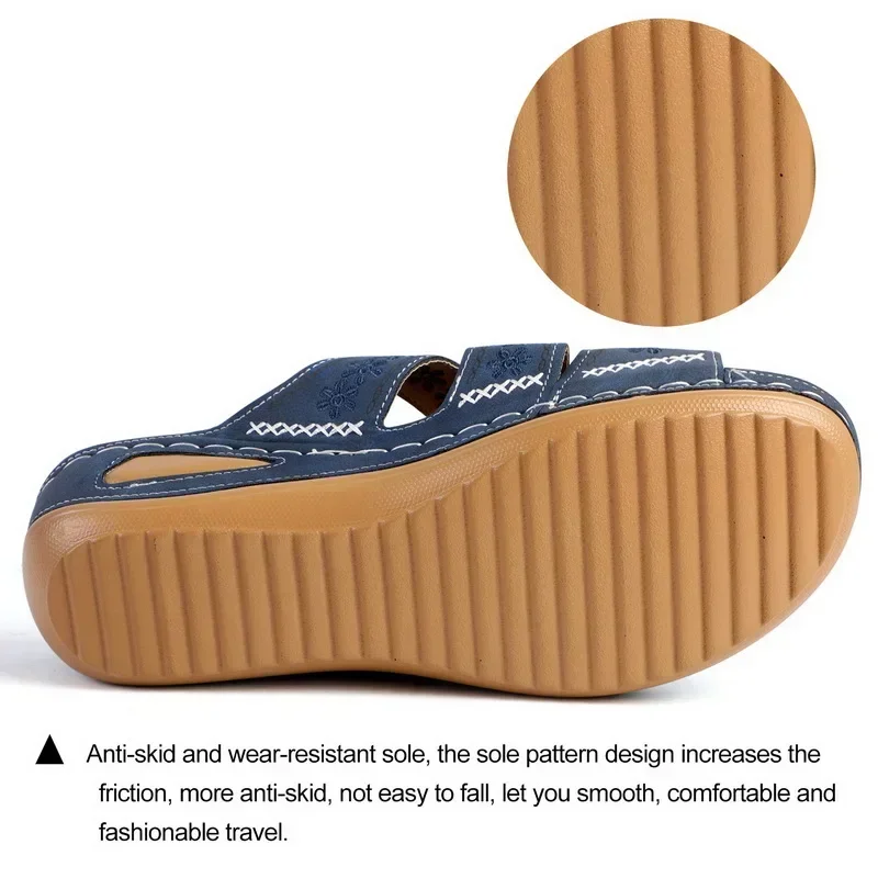 Summer 2026 Women's Sandals with Exposed Toes, Retro Anti Slip Leather Casual Women's Fashionable Versatile Sandals