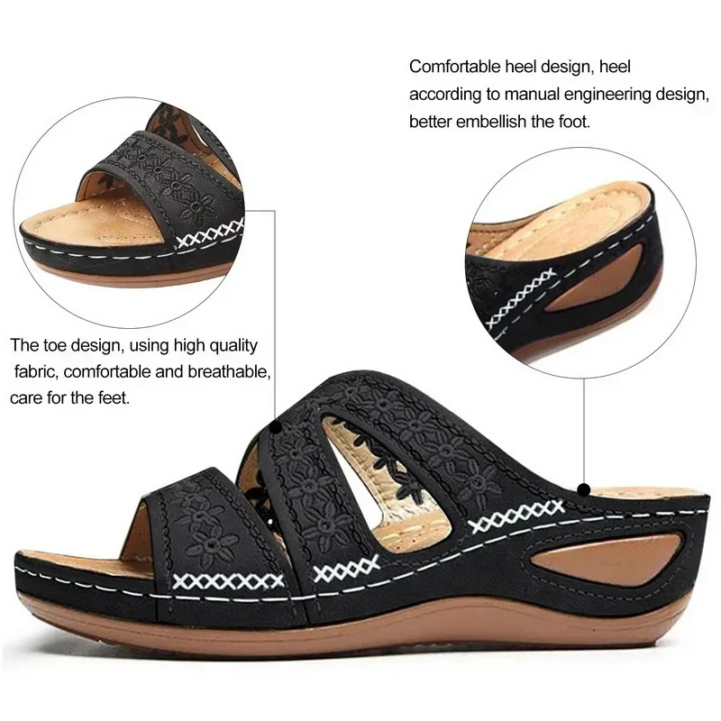 Summer 2026 Women's Sandals with Exposed Toes, Retro Anti Slip Leather Casual Women's Fashionable Versatile Sandals