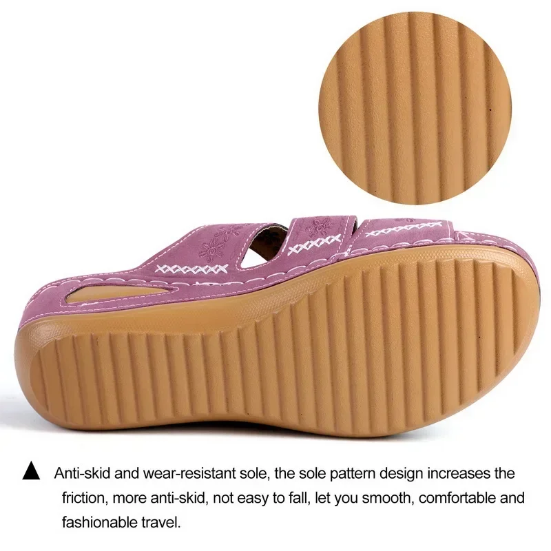 Summer 2026 Women's Sandals with Exposed Toes, Retro Anti Slip Leather Casual Women's Fashionable Versatile Sandals