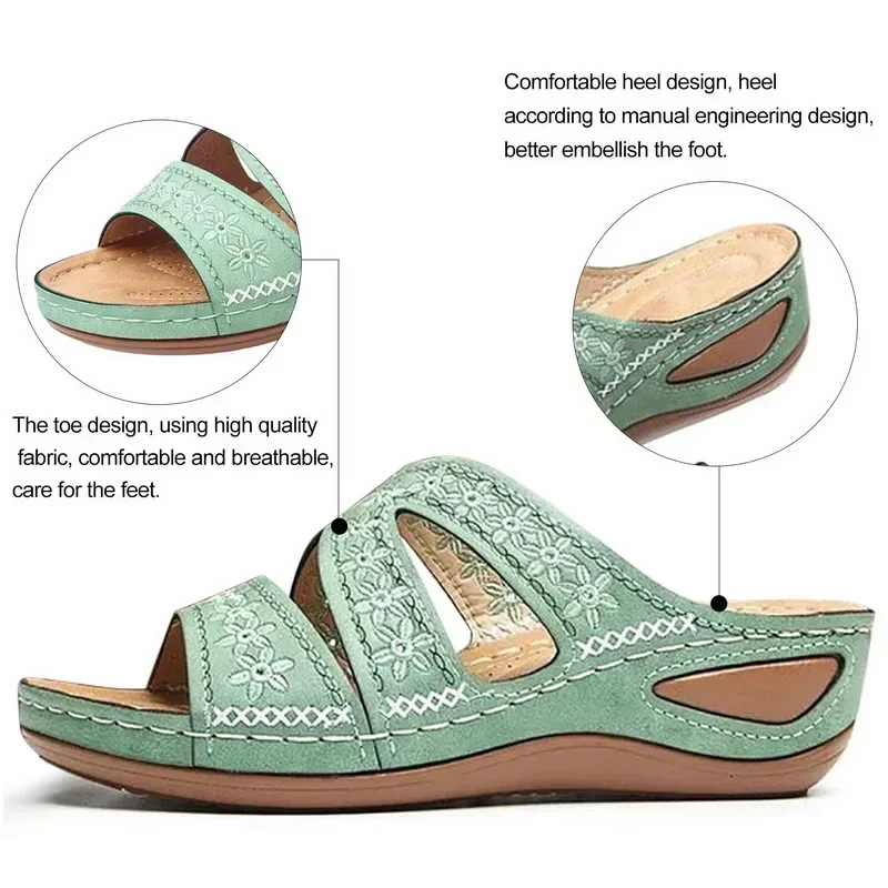 Summer 2026 Women's Sandals with Exposed Toes, Retro Anti Slip Leather Casual Women's Fashionable Versatile Sandals