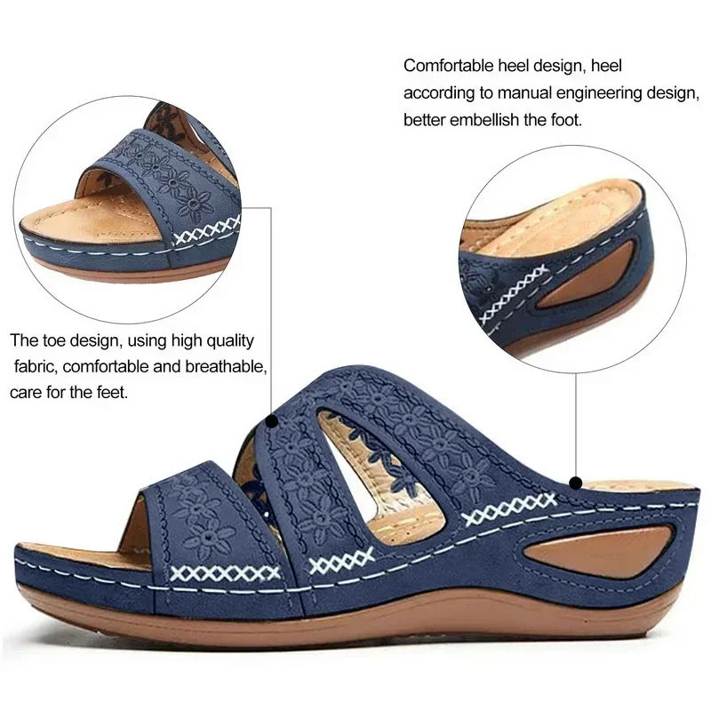 Summer 2026 Women's Sandals with Exposed Toes, Retro Anti Slip Leather Casual Women's Fashionable Versatile Sandals