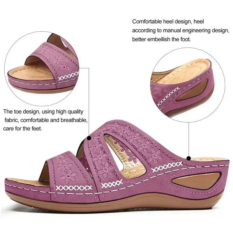 Summer 2026 Women's Sandals with Exposed Toes, Retro Anti Slip Leather Casual Women's Fashionable Versatile Sandals