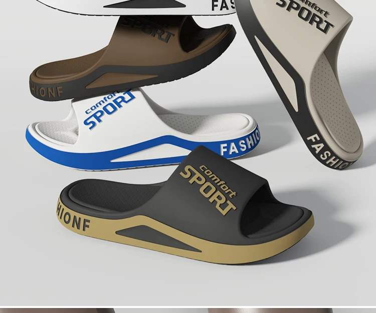 Men's Fashion Slide Sandals Summer Non-Slip Comfortable Flat Sole Slippers for Indoor & Outdoor Wear Trendy Breathable Home Shoe