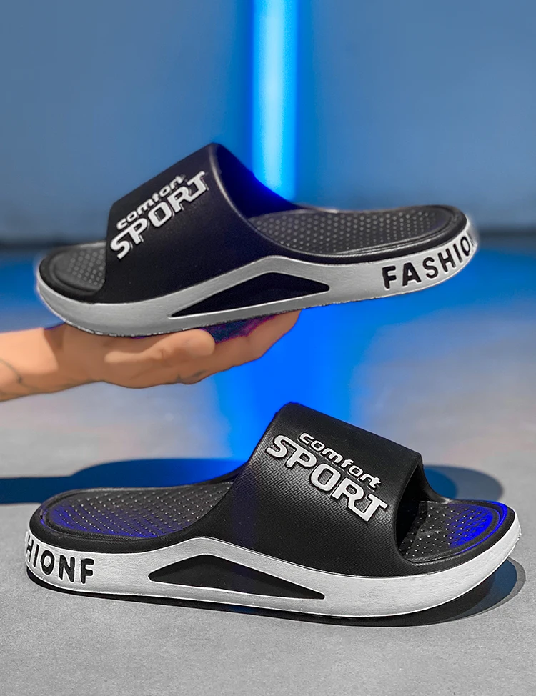 Men's Fashion Slide Sandals Summer Non-Slip Comfortable Flat Sole Slippers for Indoor & Outdoor Wear Trendy Breathable Home Shoe