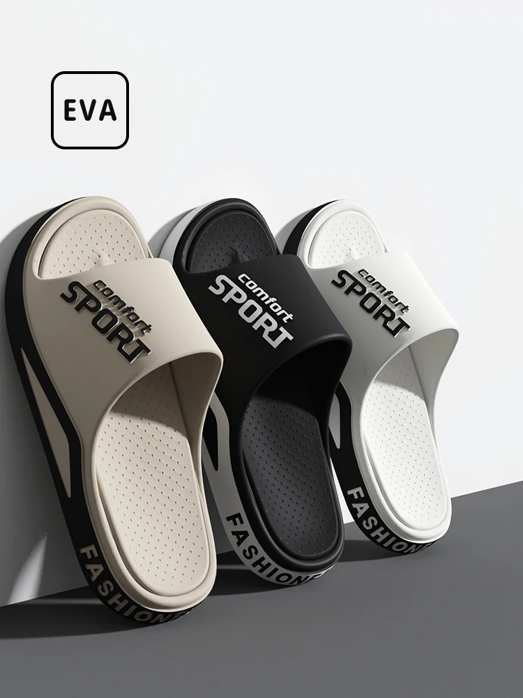 Men's Fashion Slide Sandals Summer Non-Slip Comfortable Flat Sole Slippers for Indoor & Outdoor Wear Trendy Breathable Home Shoe