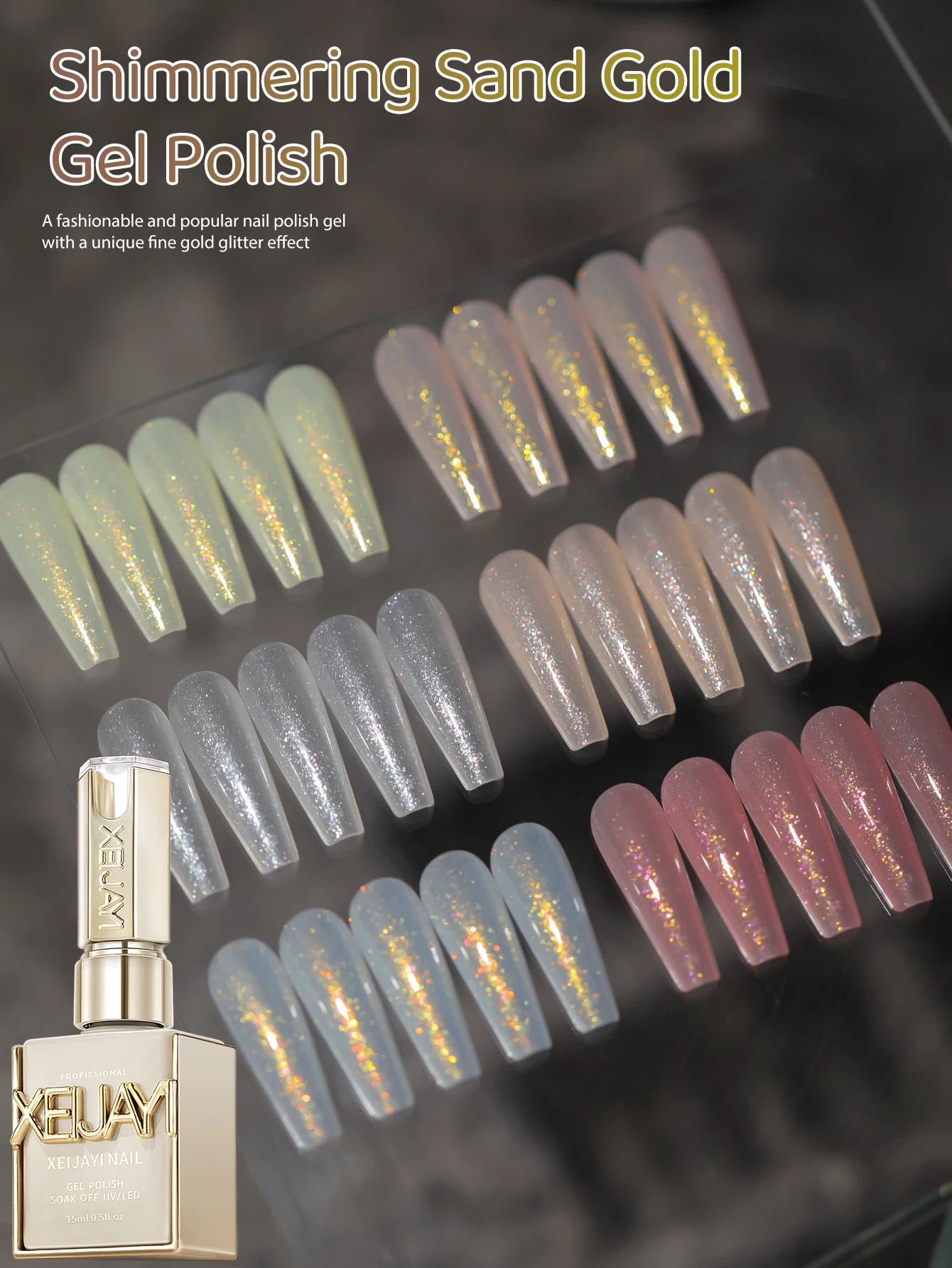 XEIJAYI 6pcs 15ml Gel Nail Polish Set,UV LED Soaking Nail Gel, Semi-Permanent, DIY Salon Quality Nail Art Gel For Spring