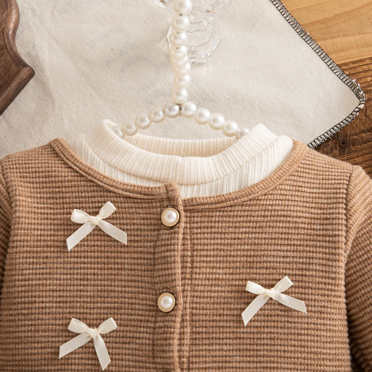 Autumn Toddler Baby Girl Pink Dress Bow Gentle Long Sleeved Yarn Dresses for Girl Party Dress