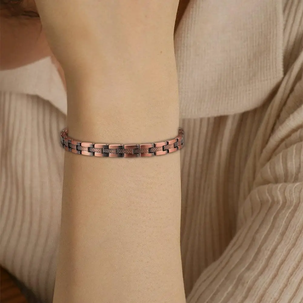 ARADOO Pure Copper Magnetic Bracelet Necklace for Men Women Copper Wristband with 3500 Gauss Magnets Jewelry Gifts