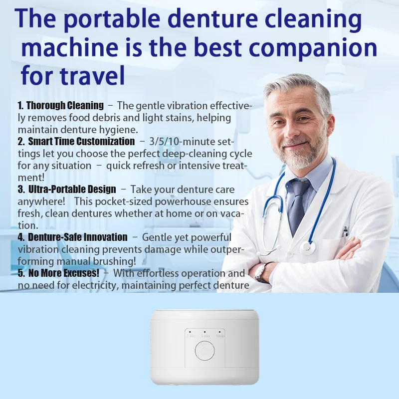 50KHZ Ultrasonic Braces Cleaning Machine USB rechargeable Multi-function Invisible Retainer Denture Machine Jewelry High Frequen
