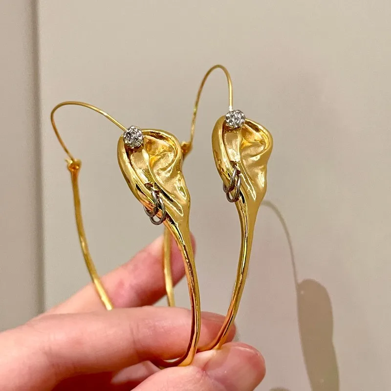 Euor Fashion Alloy Plated Ears' Shaped Hoop Earrings for Women Jewelry, Gorgeous Holiday Daily Collection Earring Accessories