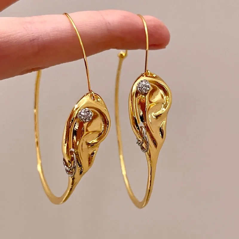 Euor Fashion Alloy Plated Ears' Shaped Hoop Earrings for Women Jewelry, Gorgeous Holiday Daily Collection Earring Accessories