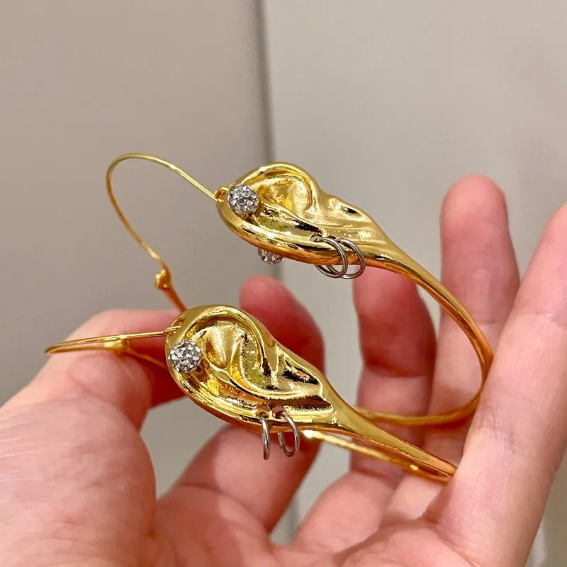 Euor Fashion Alloy Plated Ears' Shaped Hoop Earrings for Women Jewelry, Gorgeous Holiday Daily Collection Earring Accessories