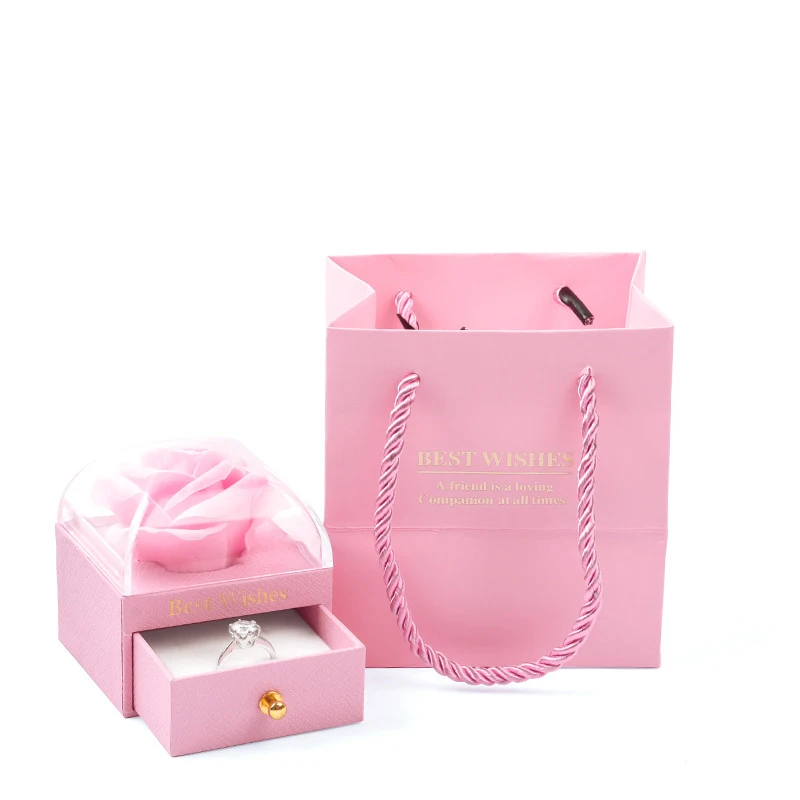 Heart Pendant Necklaces For Women With Rose Flower Gift Box Girlfriend Mother Family Birthday Fashion Romantic Surprise Gifts