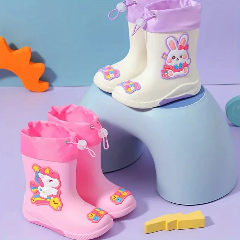 Cartoon Unicorn Girl Rabbit Children's Rain Boots Astronaut Dinosaur Pattern Rubber Rain Boots Boy Children's Waterproof Shoes