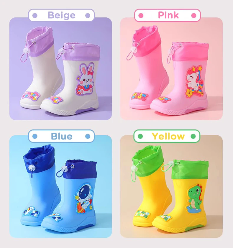 Cartoon Unicorn Girl Rabbit Children's Rain Boots Astronaut Dinosaur Pattern Rubber Rain Boots Boy Children's Waterproof Shoes
