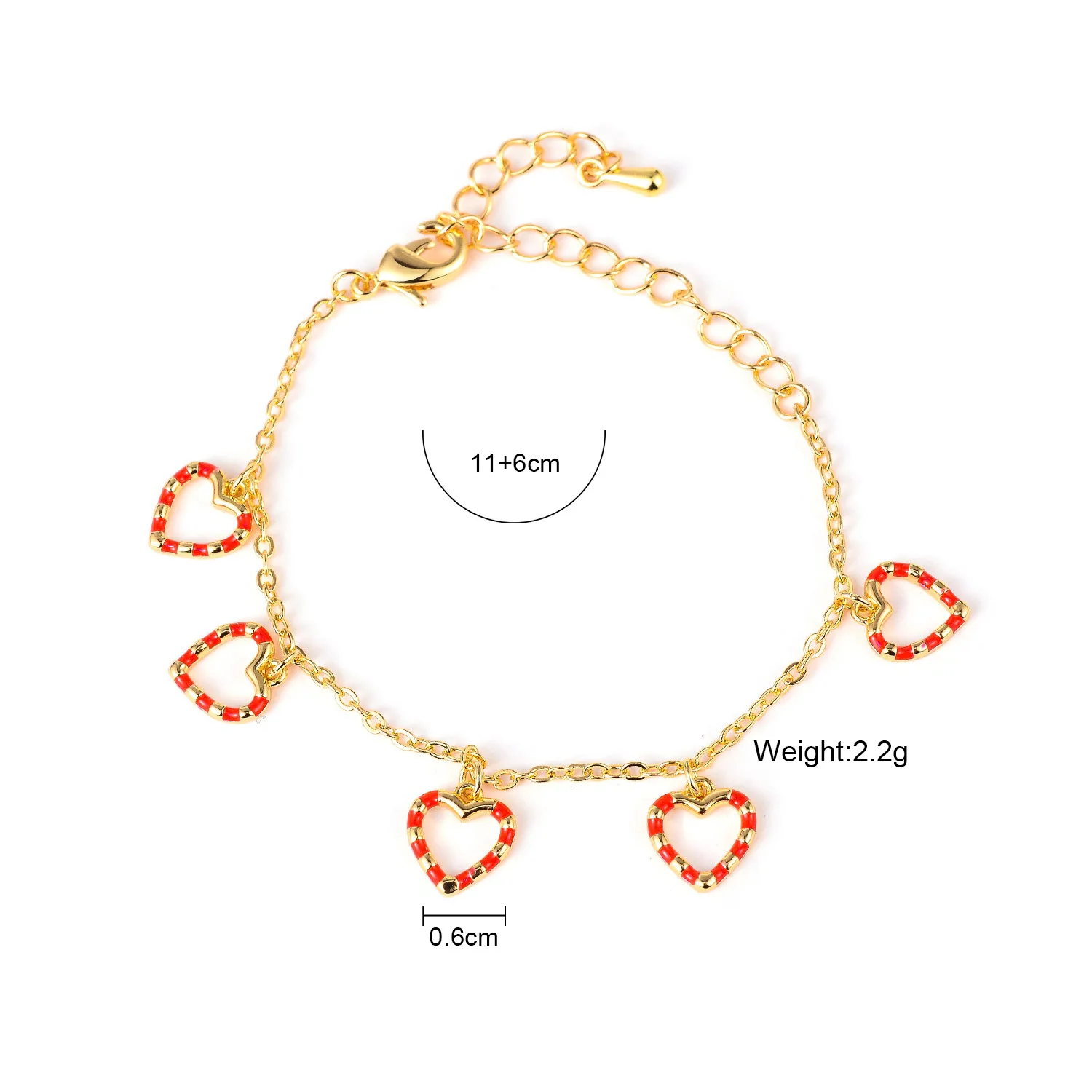 Heart Charms Bracelet for Kids Girls Baby Toddler Small Child Chic Sweetness Lovely Gift