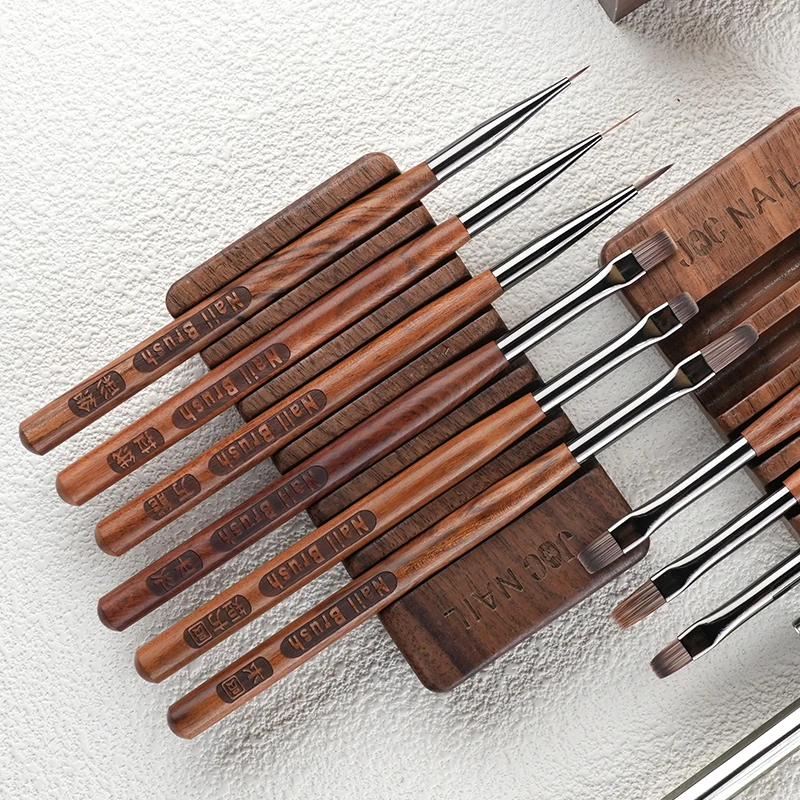 1 Pcs 6 Grids Sandalwood Nail Brush Rack Shelf Painting Pen Rest Holder Stand Wood UV Gel Brush Display Holder Wholesale