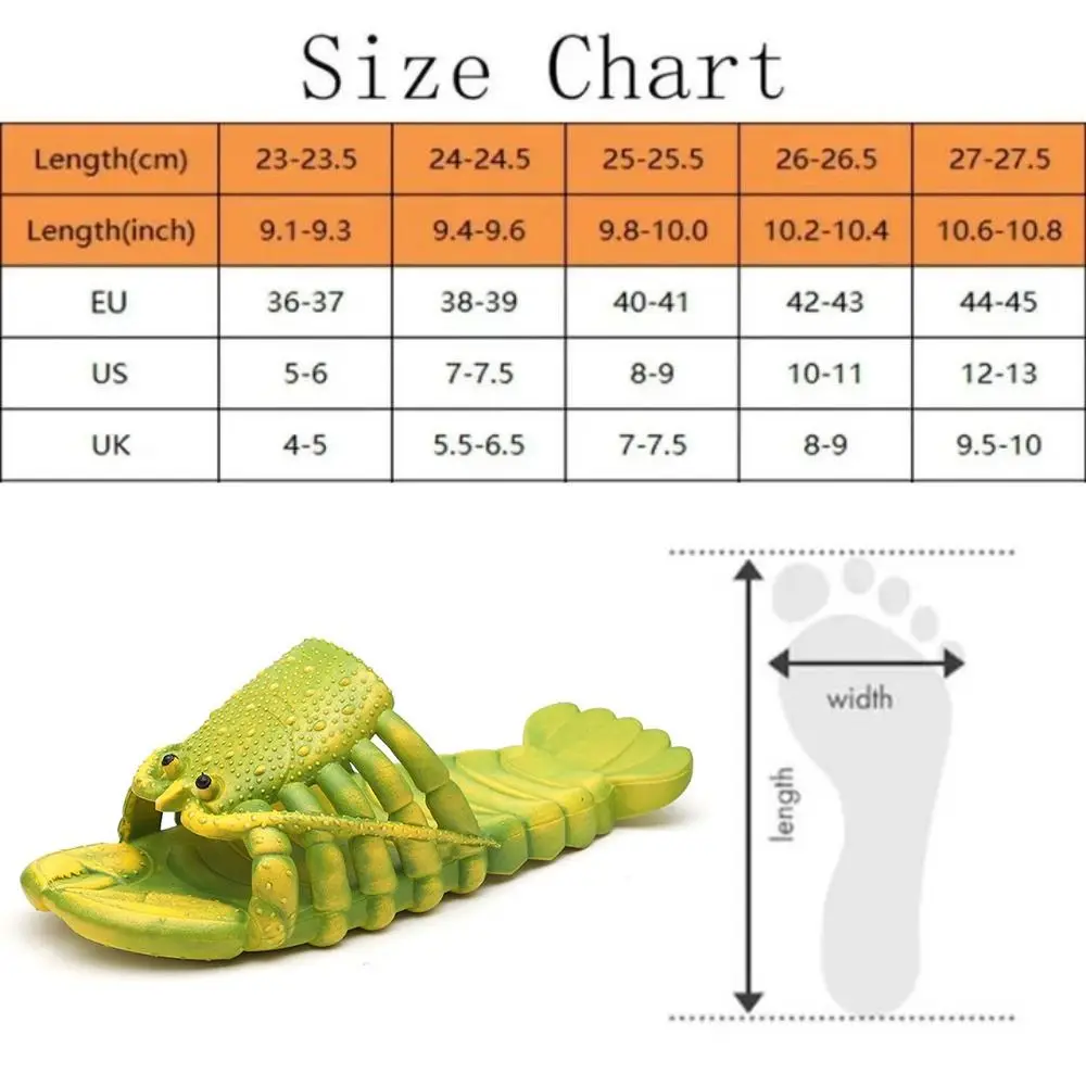 Unique Non-Slip Lobster Slippers PVC Soft Sole Slides Sandals Funny Beach Wear Shoes Cartoon Shrimp Slippers Seaside