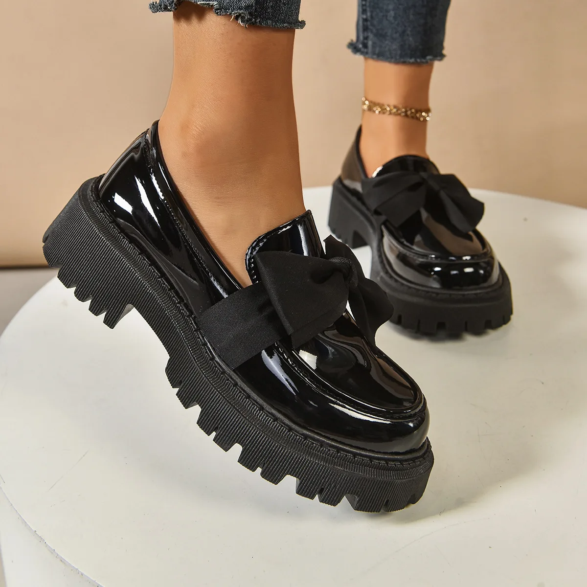 2026 Women Plus Size Loafers Women British Style Platform Shoes Office Ladies Light Casual Designer Shoes Women Zapatos De Mujer
