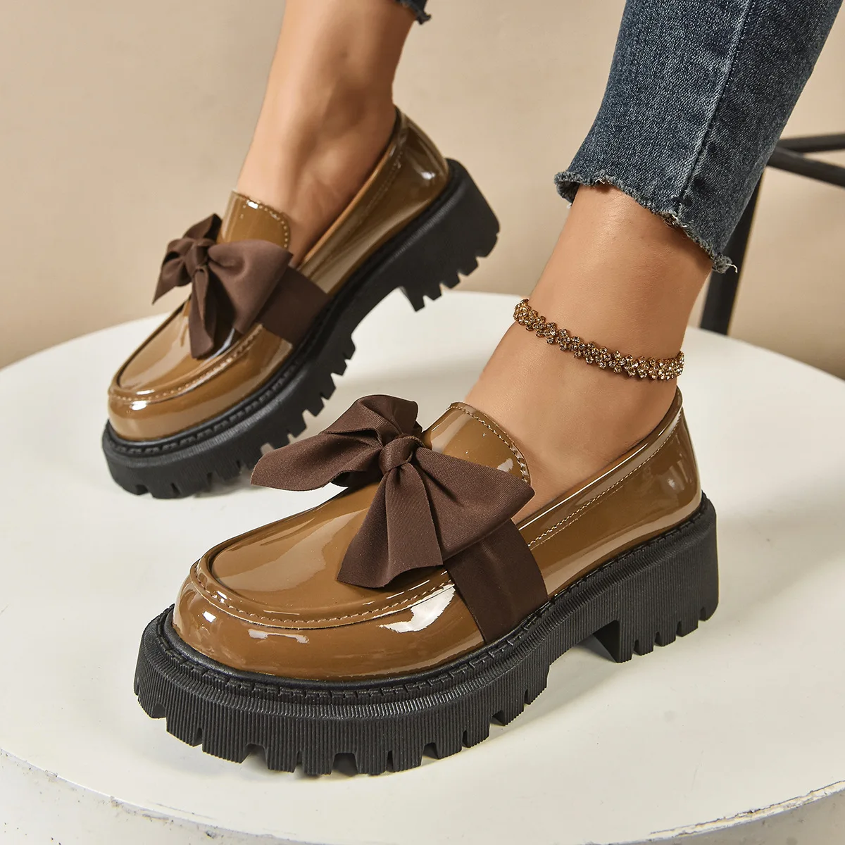 2026 Women Plus Size Loafers Women British Style Platform Shoes Office Ladies Light Casual Designer Shoes Women Zapatos De Mujer