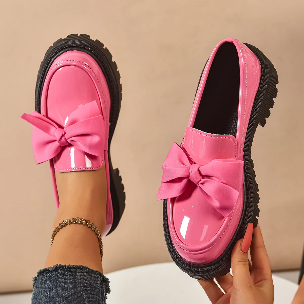 2026 Women Plus Size Loafers Women British Style Platform Shoes Office Ladies Light Casual Designer Shoes Women Zapatos De Mujer