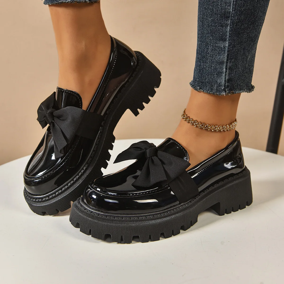 2026 Women Plus Size Loafers Women British Style Platform Shoes Office Ladies Light Casual Designer Shoes Women Zapatos De Mujer