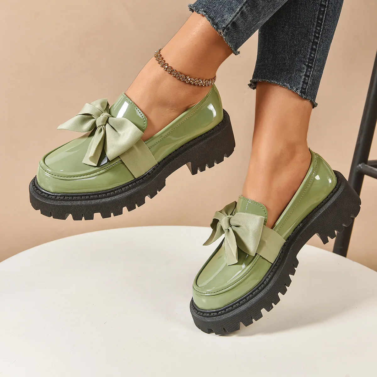 2026 Women Plus Size Loafers Women British Style Platform Shoes Office Ladies Light Casual Designer Shoes Women Zapatos De Mujer