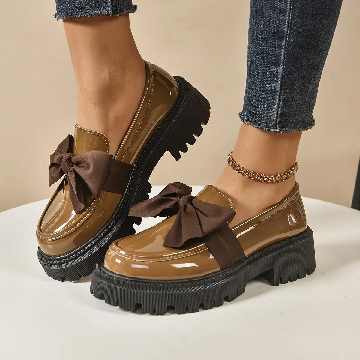 2026 Women Plus Size Loafers Women British Style Platform Shoes Office Ladies Light Casual Designer Shoes Women Zapatos De Mujer