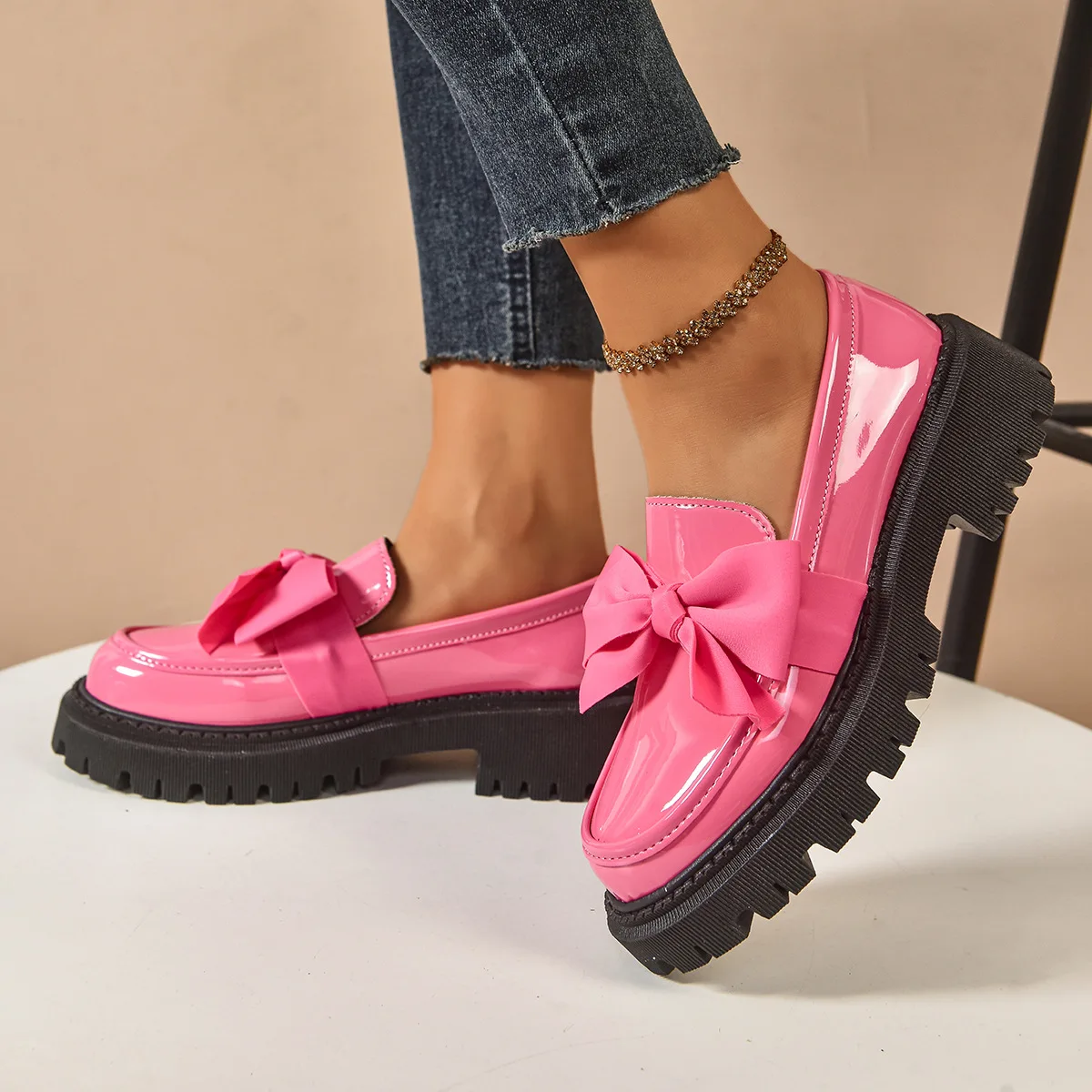 2026 Women Plus Size Loafers Women British Style Platform Shoes Office Ladies Light Casual Designer Shoes Women Zapatos De Mujer