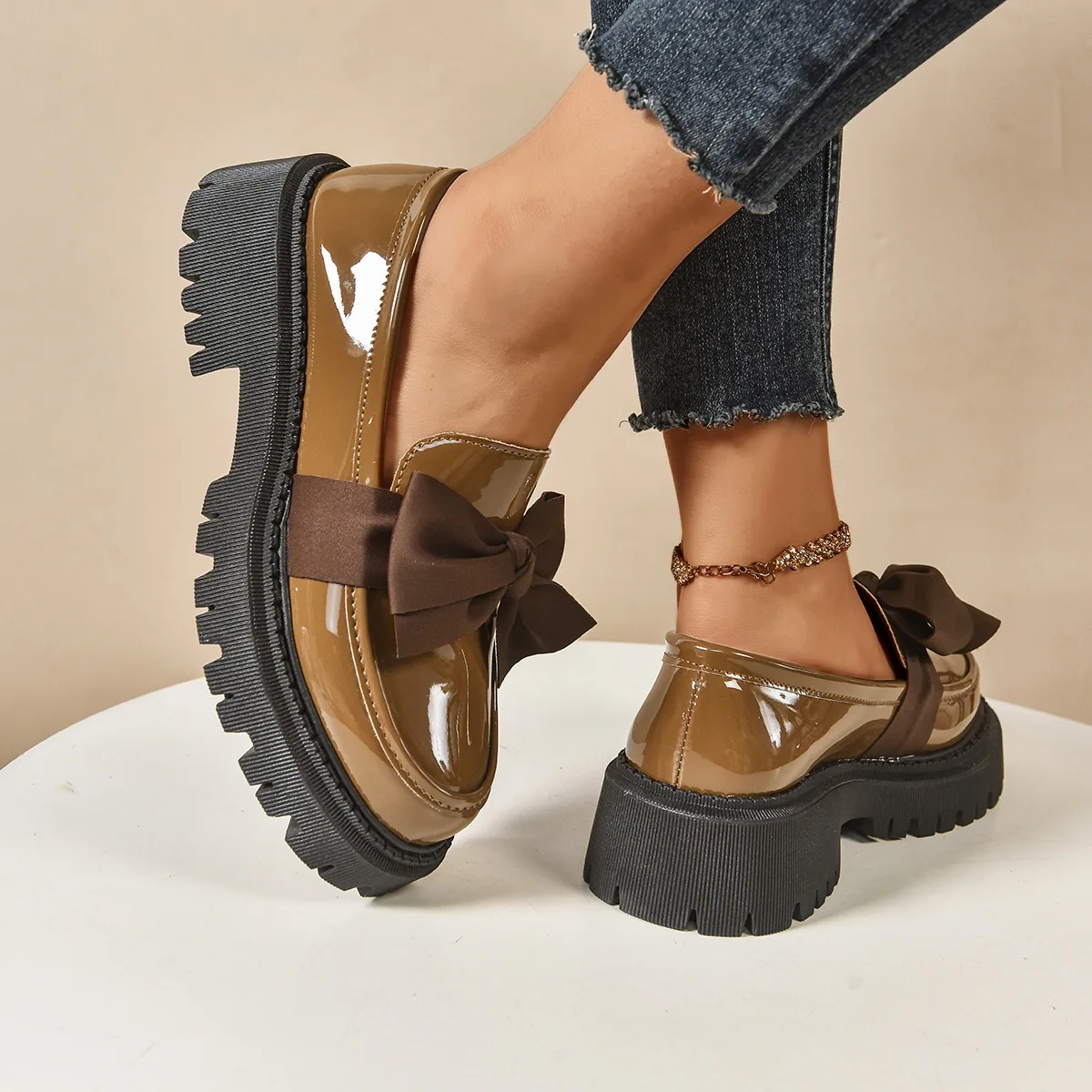 2026 Women Plus Size Loafers Women British Style Platform Shoes Office Ladies Light Casual Designer Shoes Women Zapatos De Mujer