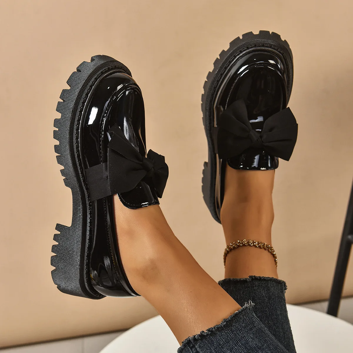 2026 Women Plus Size Loafers Women British Style Platform Shoes Office Ladies Light Casual Designer Shoes Women Zapatos De Mujer