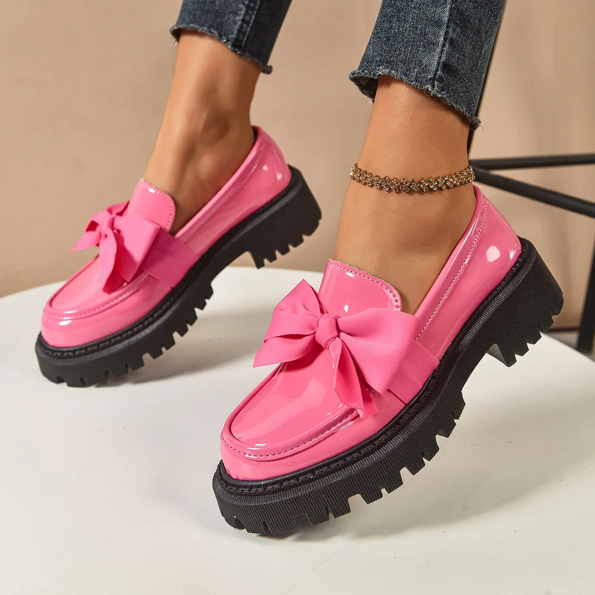 2026 Women Plus Size Loafers Women British Style Platform Shoes Office Ladies Light Casual Designer Shoes Women Zapatos De Mujer