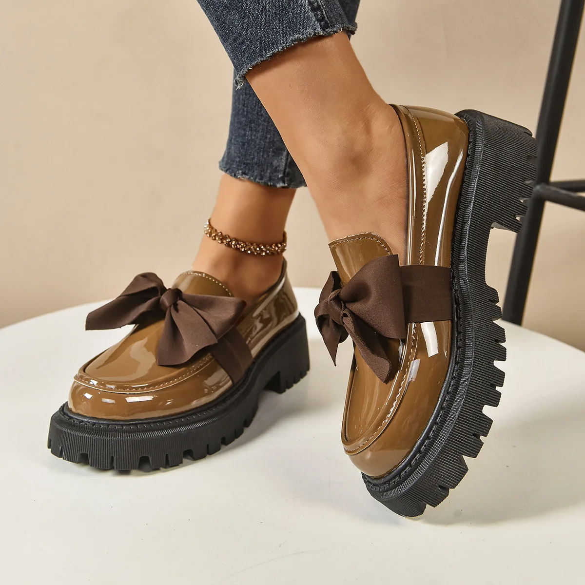 2026 Women Plus Size Loafers Women British Style Platform Shoes Office Ladies Light Casual Designer Shoes Women Zapatos De Mujer