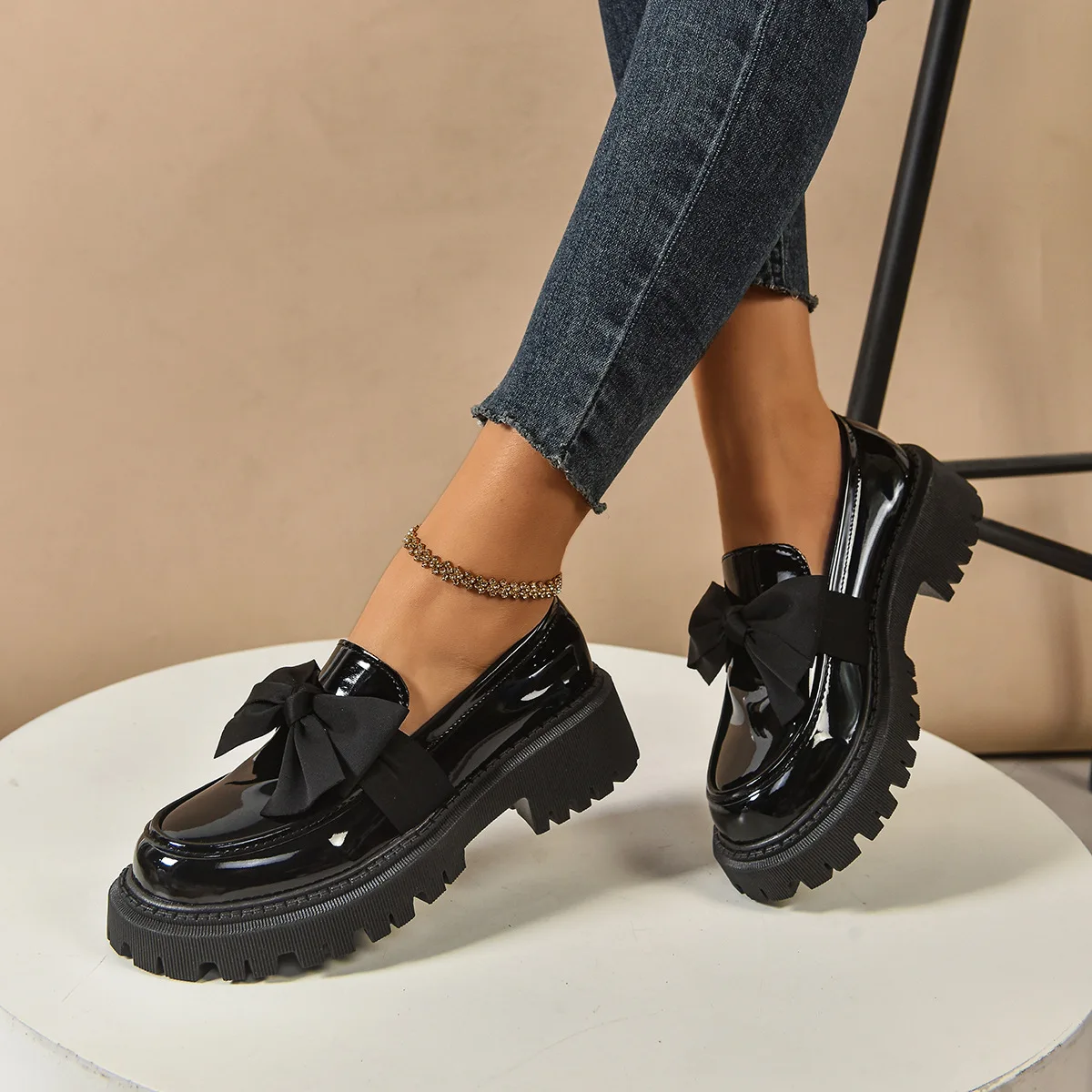 2026 Women Plus Size Loafers Women British Style Platform Shoes Office Ladies Light Casual Designer Shoes Women Zapatos De Mujer