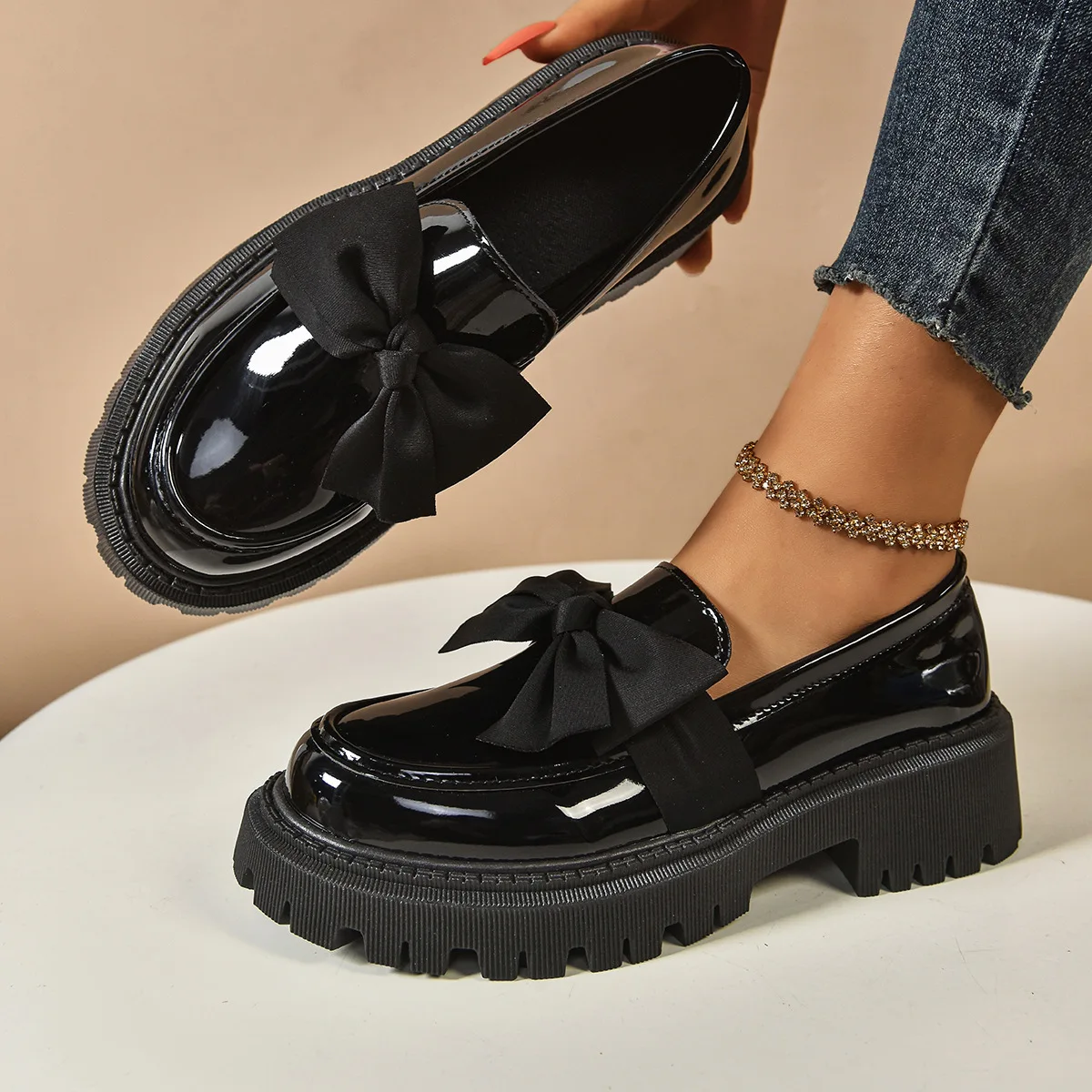 2026 Women Plus Size Loafers Women British Style Platform Shoes Office Ladies Light Casual Designer Shoes Women Zapatos De Mujer