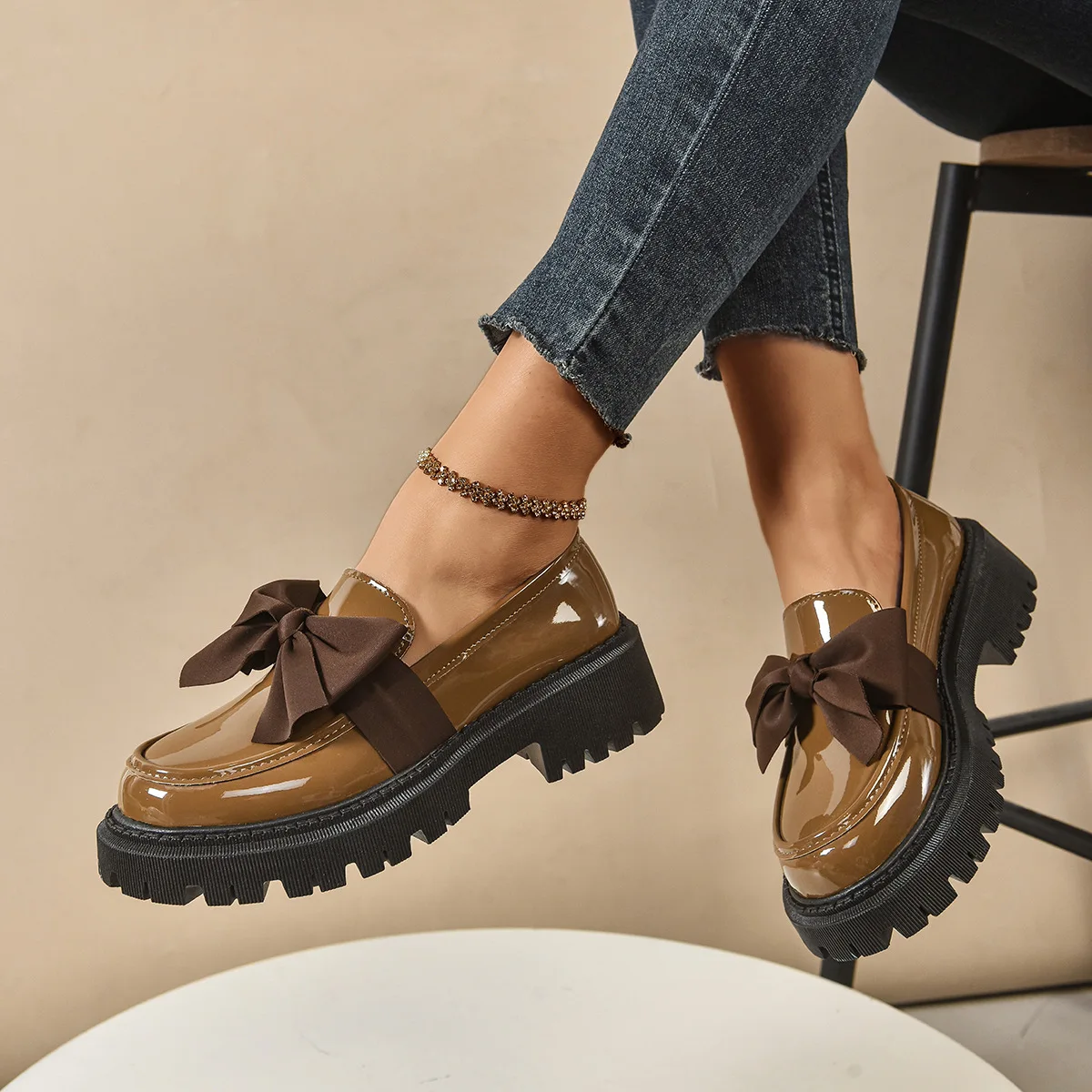 2026 Women Plus Size Loafers Women British Style Platform Shoes Office Ladies Light Casual Designer Shoes Women Zapatos De Mujer