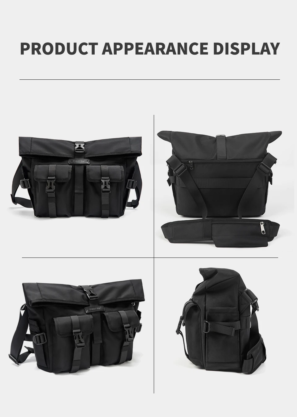 Tigernu Fashion Messenger Bags Male Shoulder Bags 13.3inch Laptop Bag Outdoor Crossbody Bags For Men Cycling Bags Boys Messenger