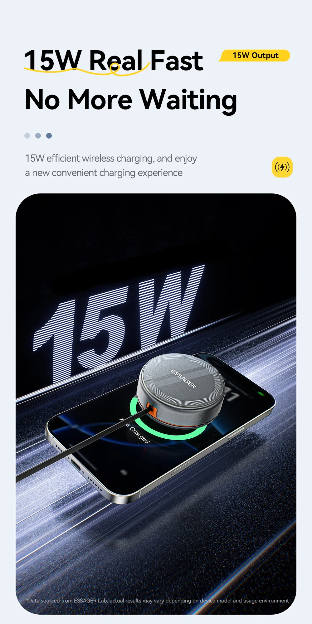 Essager 15W 3 in 1 Magnetic Wireless Charger With 96cm Retractable Type-C Cable For iPhone 16 15 14 13 Pro Max Airpods Watches
