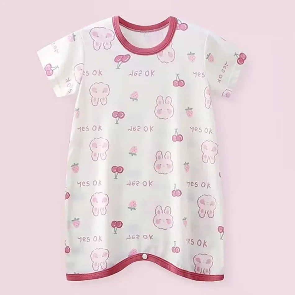 Baby Summer Sleepsuit Thin Ice Silk for Cool Comfort Anti-Kick Feature to Keep Baby Safe Unisex Homewear Sleepwear Robes