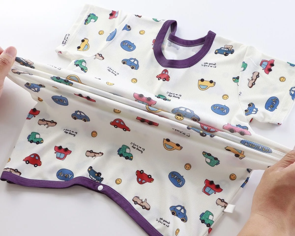 Baby Summer Sleepsuit Thin Ice Silk for Cool Comfort Anti-Kick Feature to Keep Baby Safe Unisex Homewear Sleepwear Robes