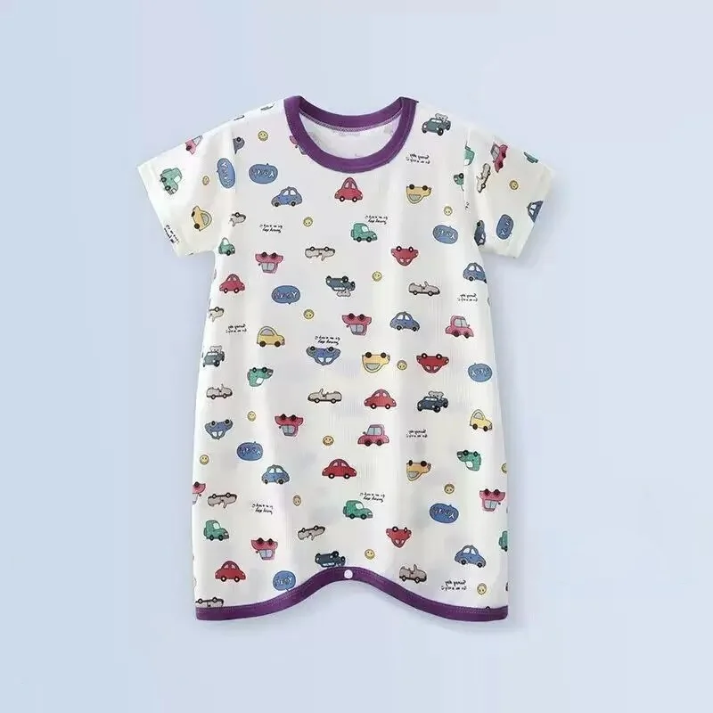 Baby Summer Sleepsuit Thin Ice Silk for Cool Comfort Anti-Kick Feature to Keep Baby Safe Unisex Homewear Sleepwear Robes
