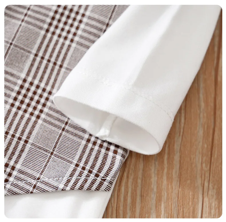Newborn Clothes Checkered Gentleman Soft Boy And Girl Springand Autumn Long Sleeved Baby Triangle Jumpsuit+Pants+Hat 3-Piece Set