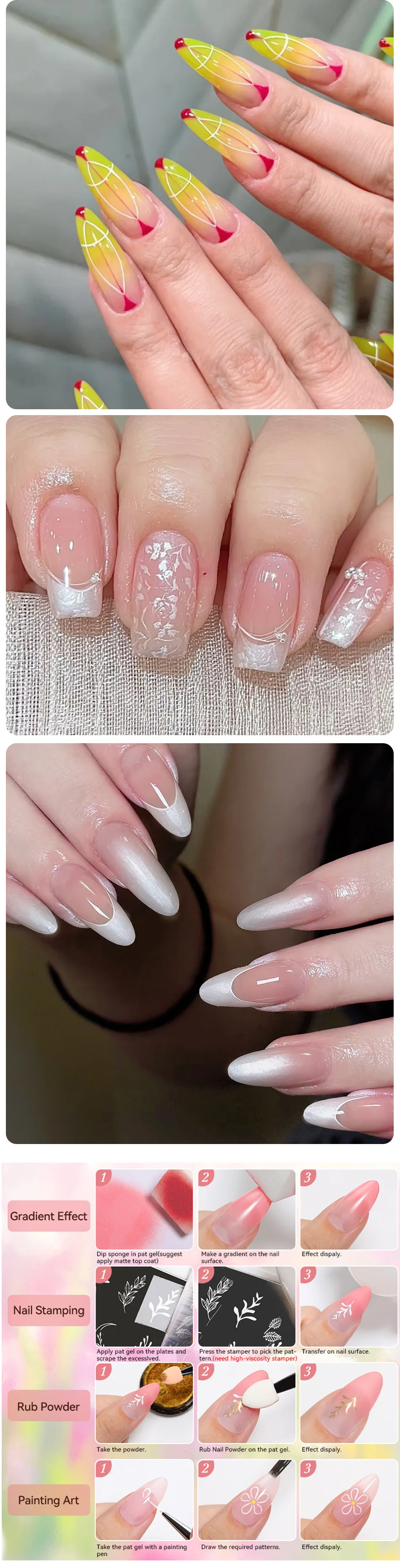 UR SUGAR 4 In 1 Pat Painting Gel Nail Polish Set 9 Colors Semi Permanent Soak Off UV LED Nails With Sponge Gradient For Nail DIY