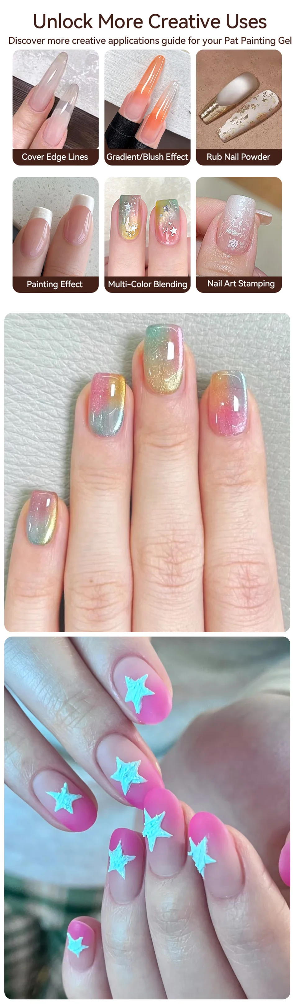 UR SUGAR 4 In 1 Pat Painting Gel Nail Polish Set 9 Colors Semi Permanent Soak Off UV LED Nails With Sponge Gradient For Nail DIY