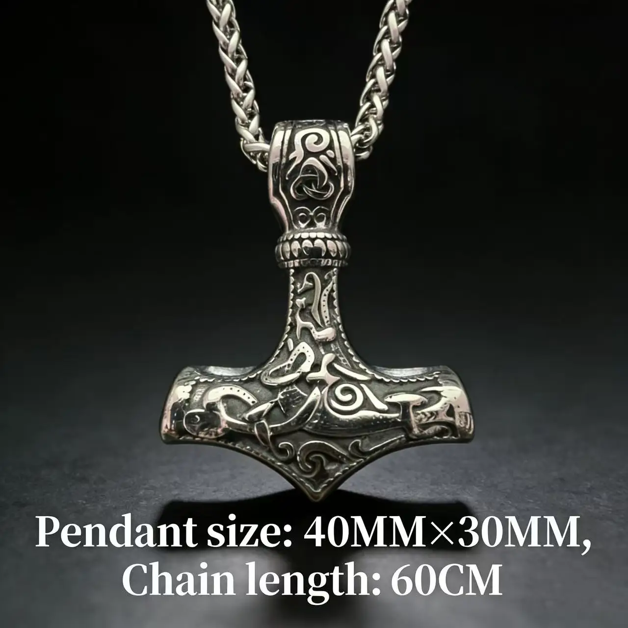 316L Stainless Steel Nordic Odin Viking Rune Pendant Chain Necklace For Men Vintage Mjolnir Jewelry Accessory Gift Box